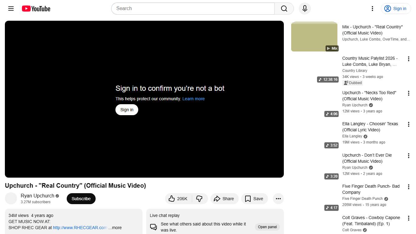 Upchurch - "Real Country" (Official Music Video) - YouTube